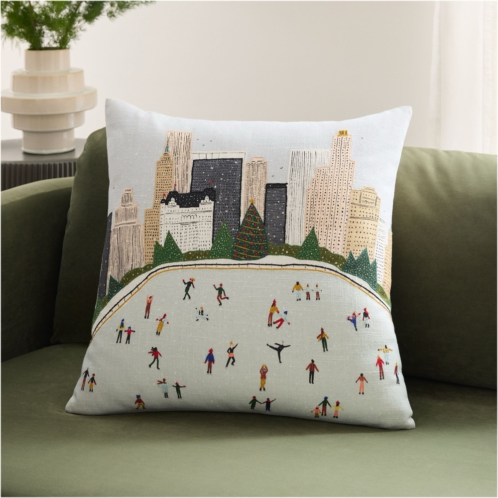 West Elm Nicole Cicak Ice Skating Pillow Cover and Insert